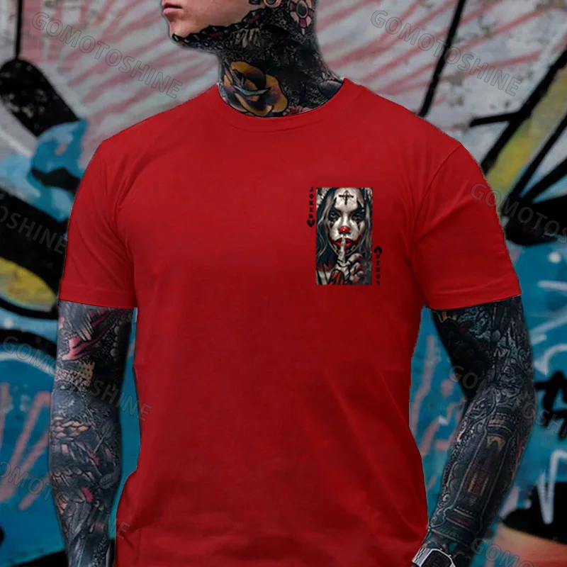 POKER JOKER GIRL Keep Silent Print Men's T-shirt