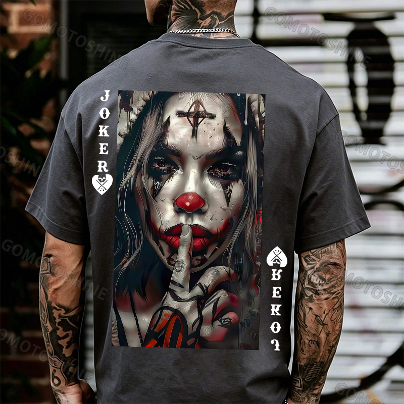 POKER JOKER GIRL Keep Silent Print Men's T-shirt