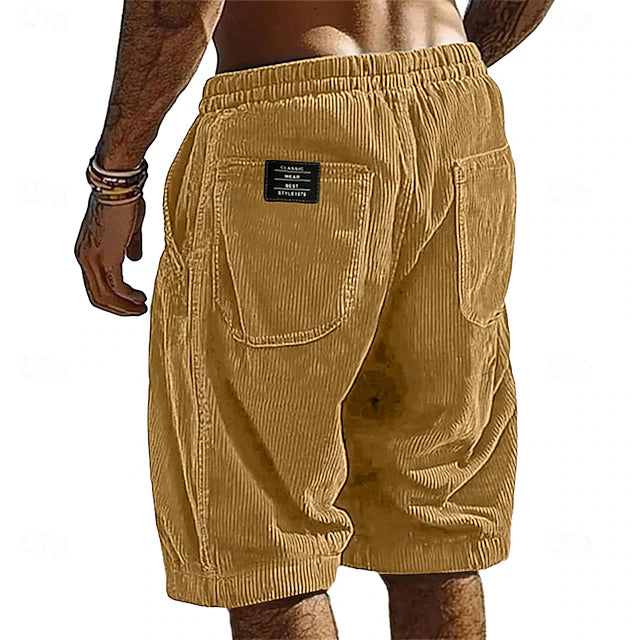 Men's Elastic Waist Corduroy Shorts