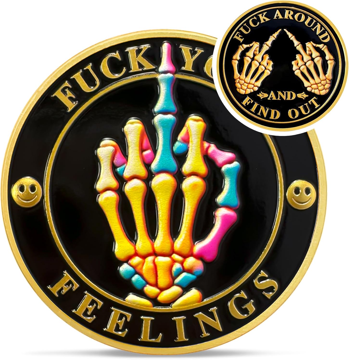 Skull Middle Finger Funny Coin 