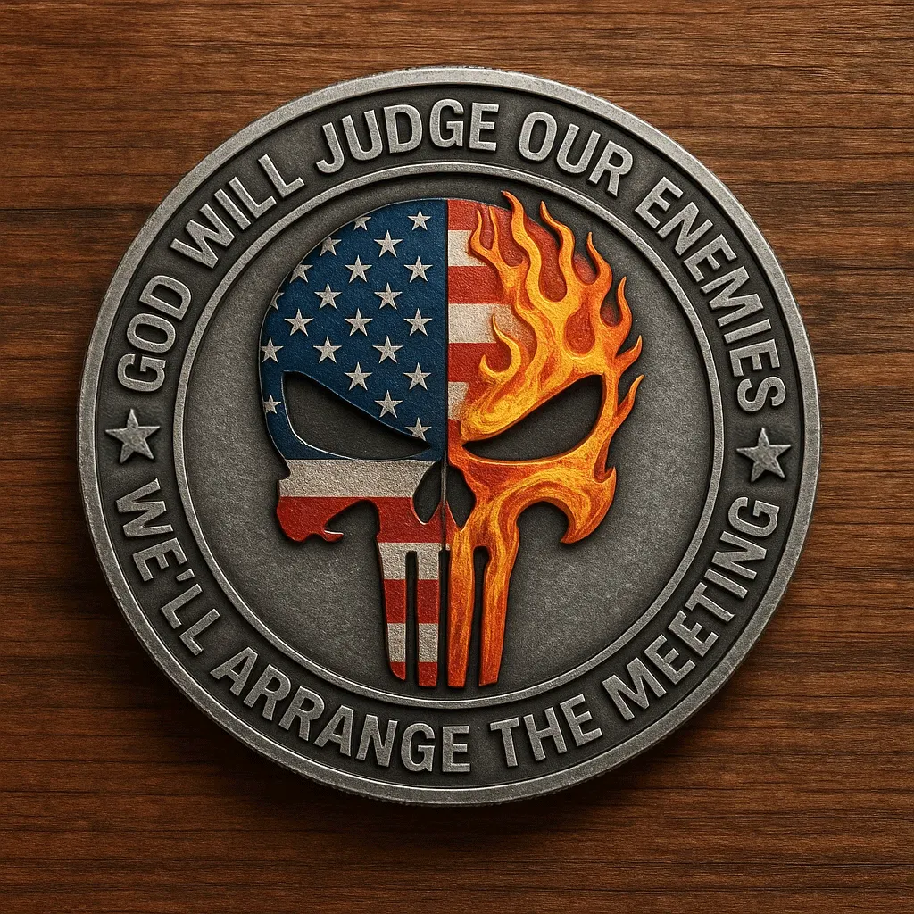 American Flag Skull Challenge Coin