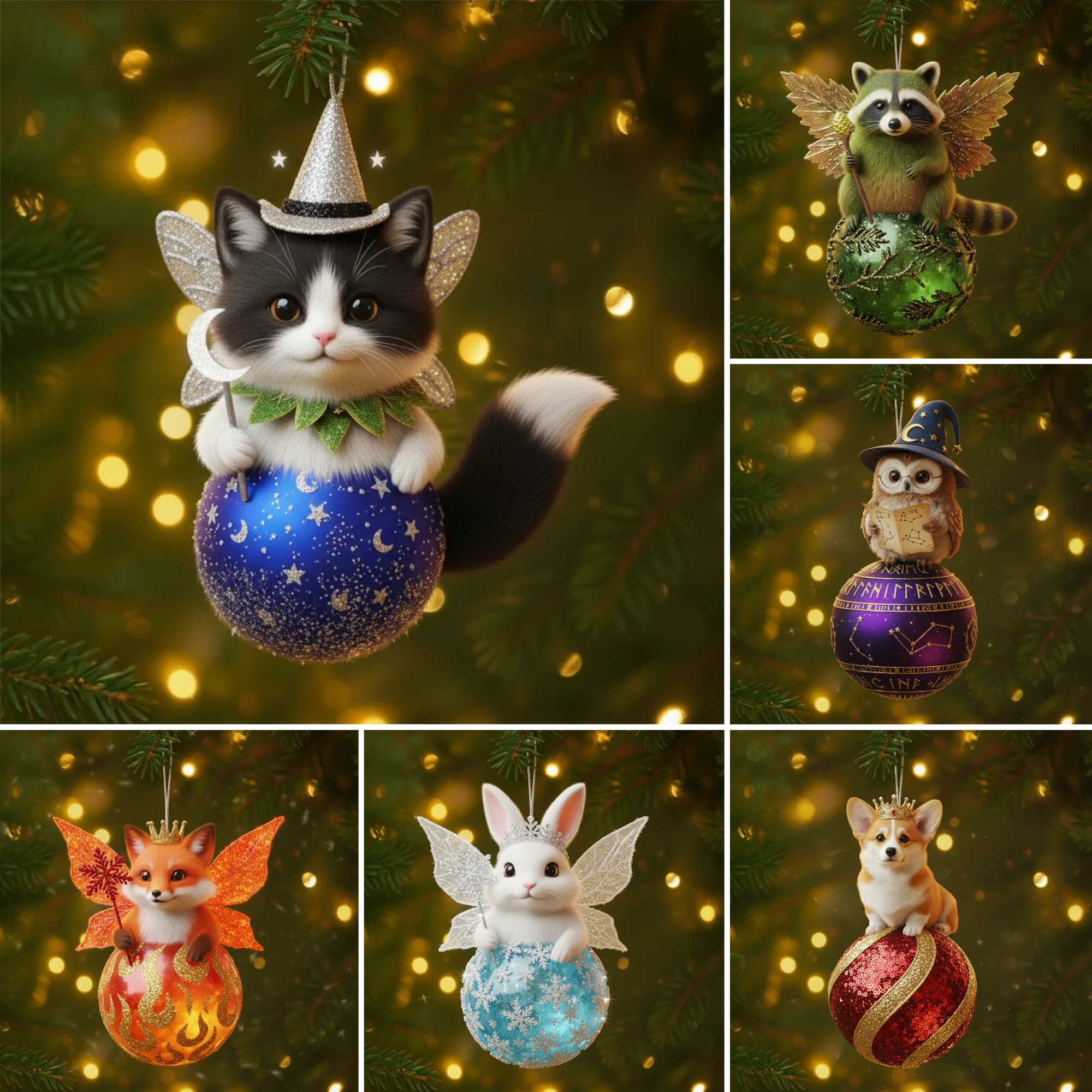 🎄🦌 Christmas Animal Ornament Balls