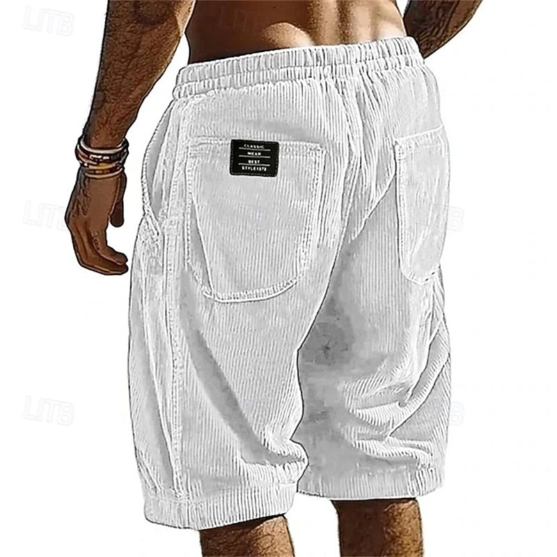 Men's Elastic Waist Corduroy Shorts