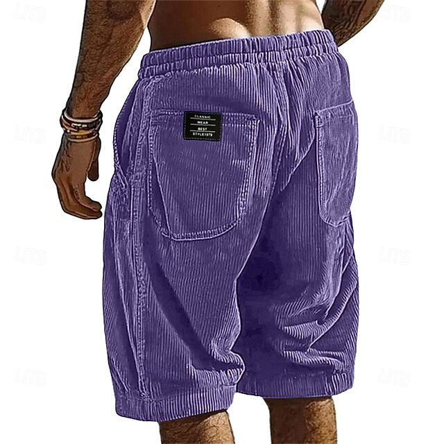 Men's Elastic Waist Corduroy Shorts