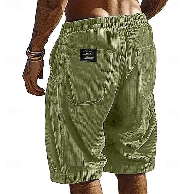 Men's Elastic Waist Corduroy Shorts