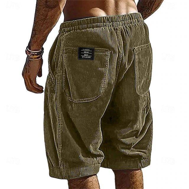 Men's Elastic Waist Corduroy Shorts