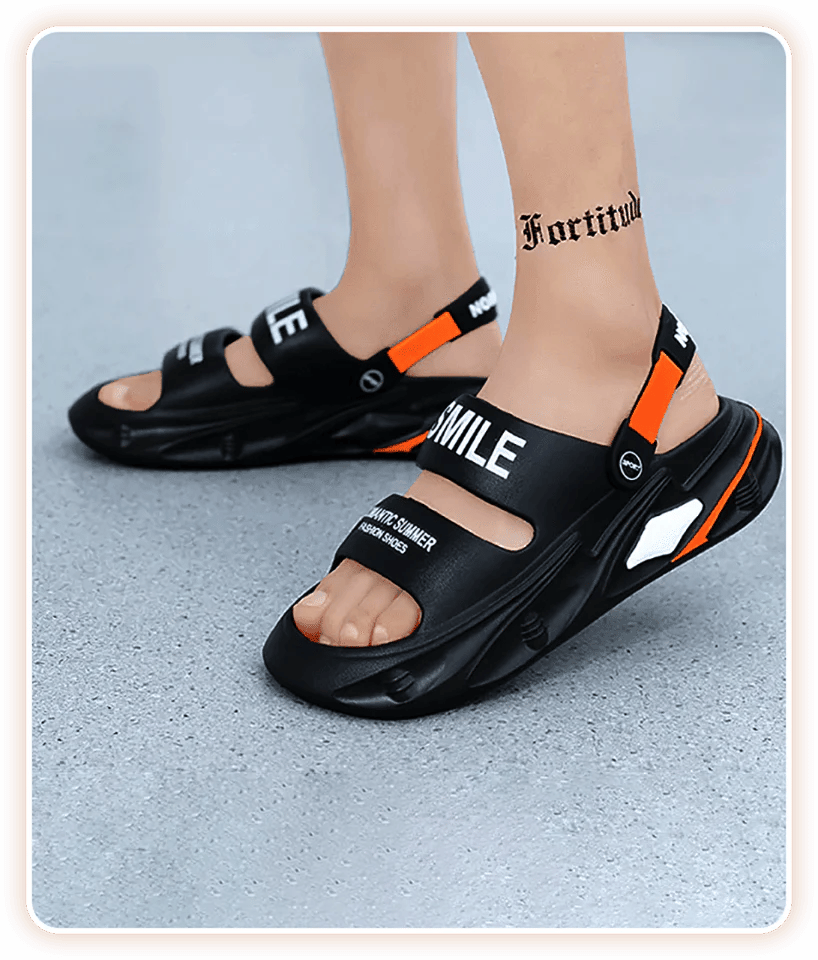 🎁 Hot Sale 49% OFF 🔥Chunky Padded Sandals With A Swell-like Grip - Black-orange / Men's US 4.5-5.5 / Women's US 6-7
