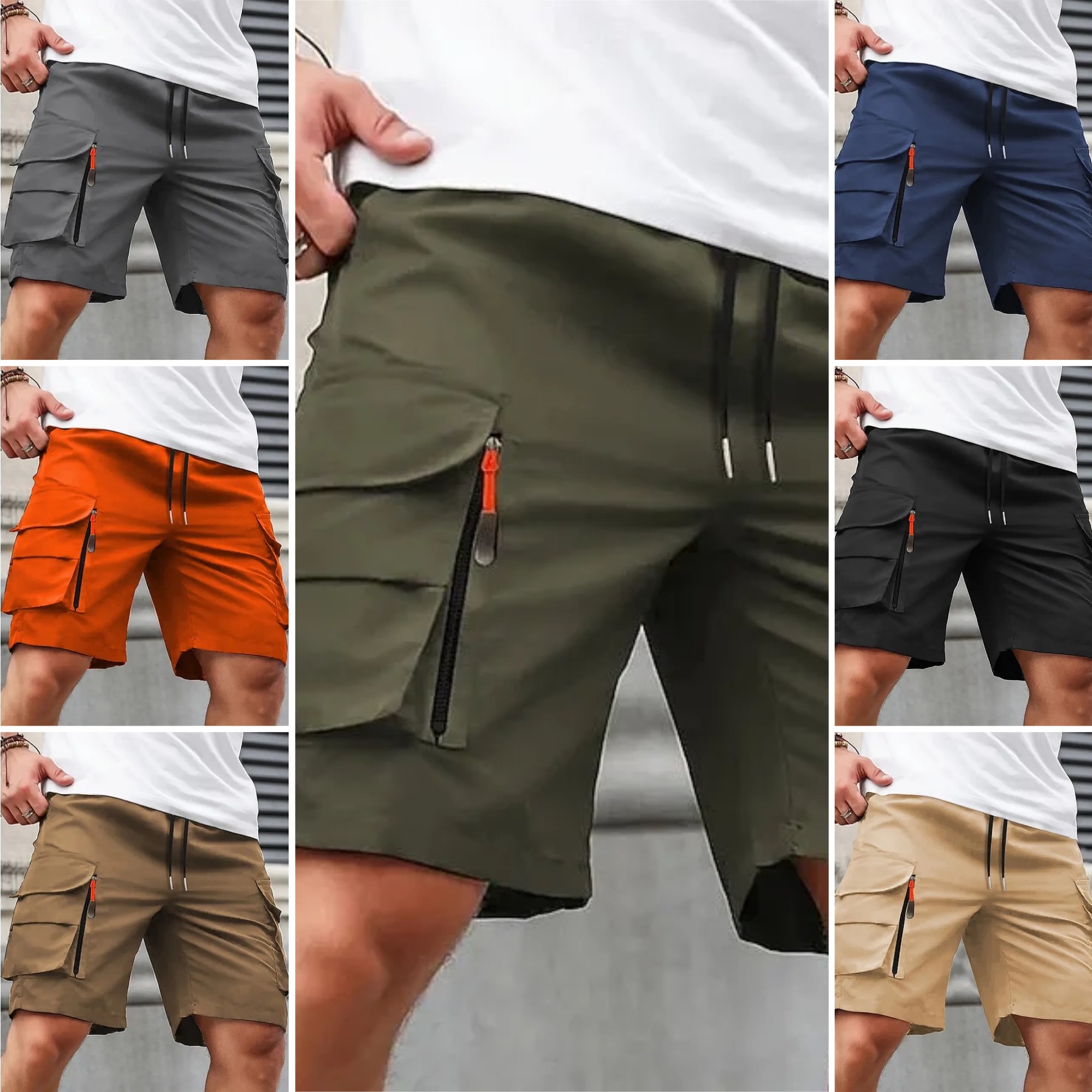 Men's Summer Cargo Shorts | Elastic Waist | Multi-Pocket | Knee Length