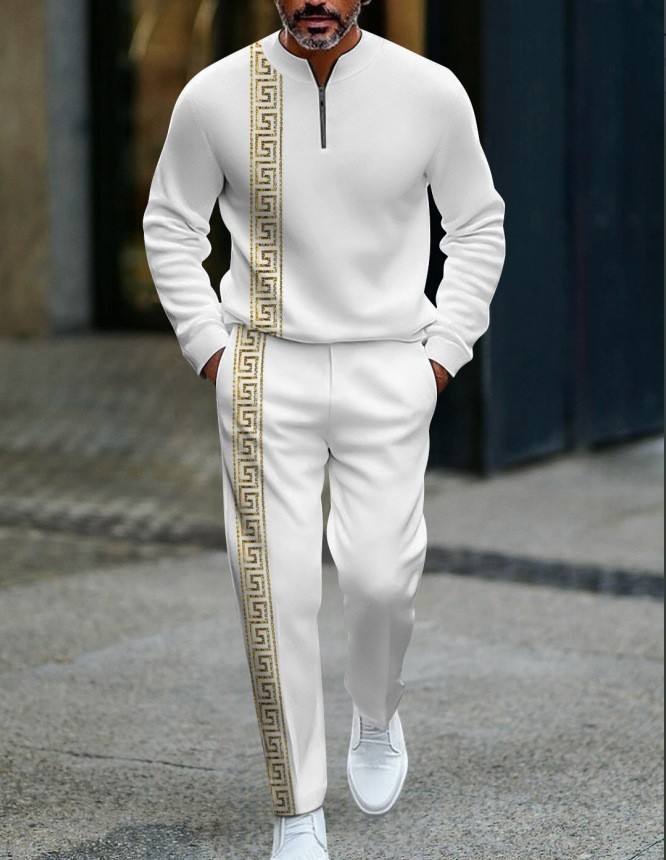 Men's Half-Zip Color Block Tracksuit Set