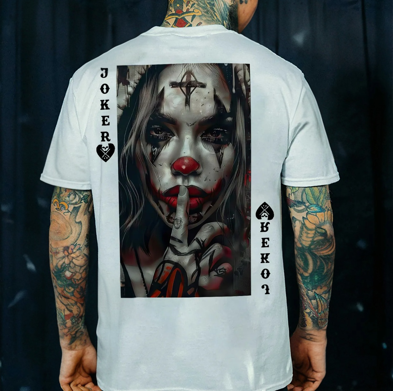 POKER JOKER GIRL Keep Silent Print Men's T-shirt