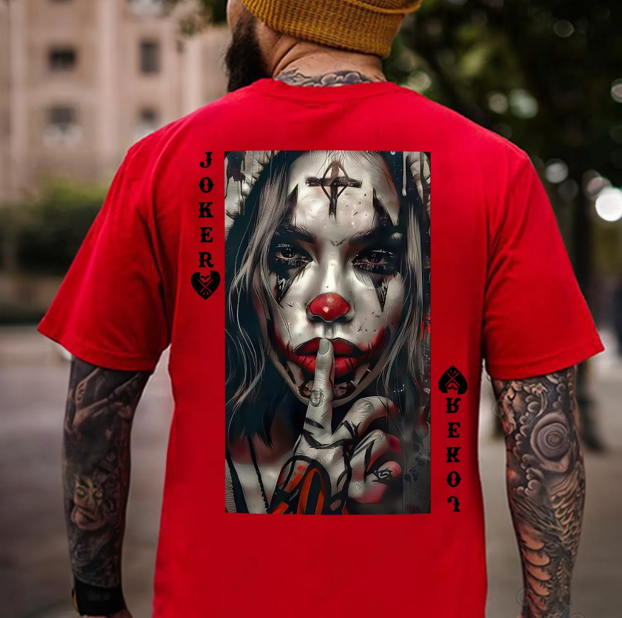 POKER JOKER GIRL Keep Silent Print Men's T-shirt