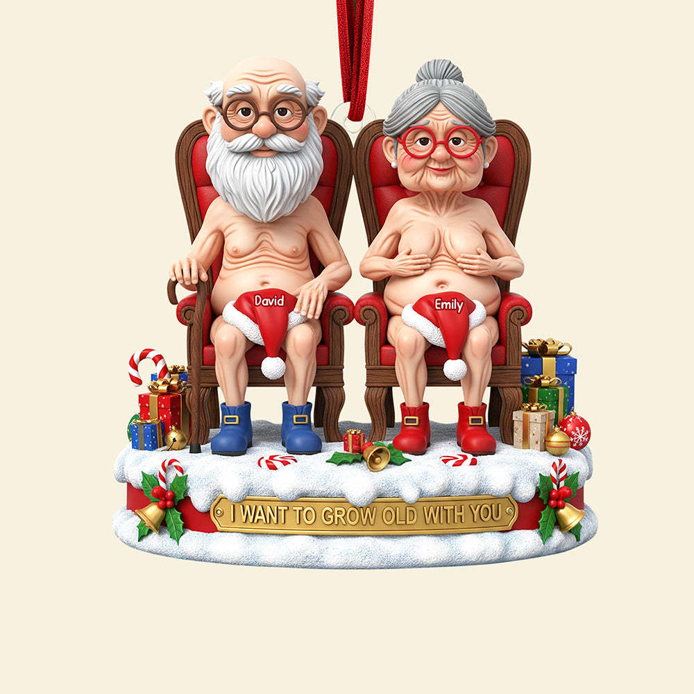 Naughty Old Couple Christmas Ornament - Personalized Gifts For Couple