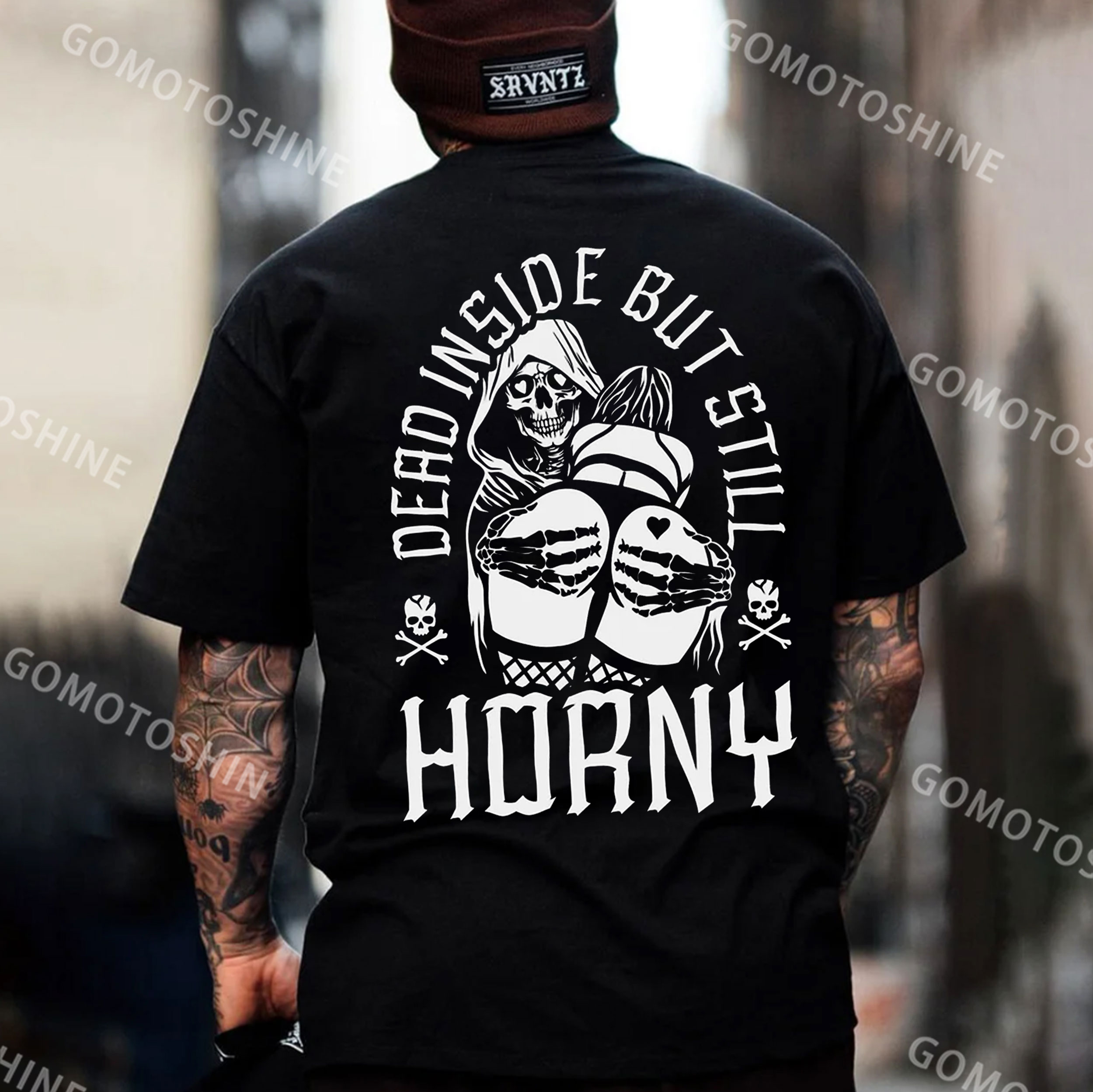 DEAD INSIDE BUT STILL HORNY Skeleton&Sexy Lady Print Men's T-Shirt