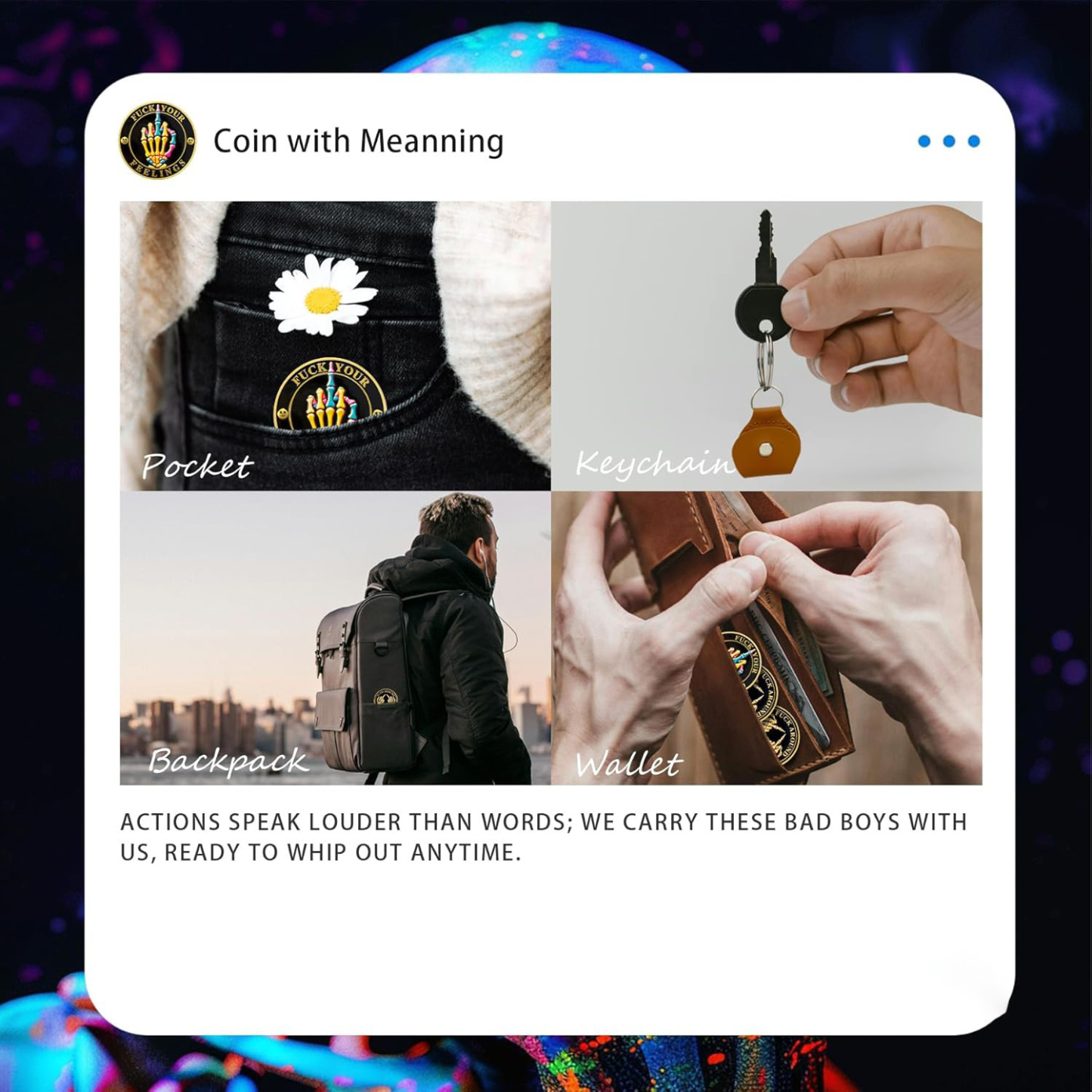 Skull Middle Finger Funny Coin 