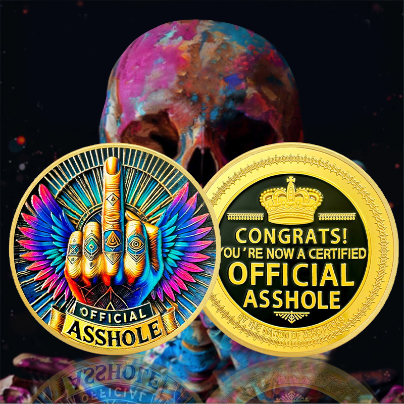 Official A**hole Middle Finger with Winged Coin Funny Novelty Coin Humorous Gift