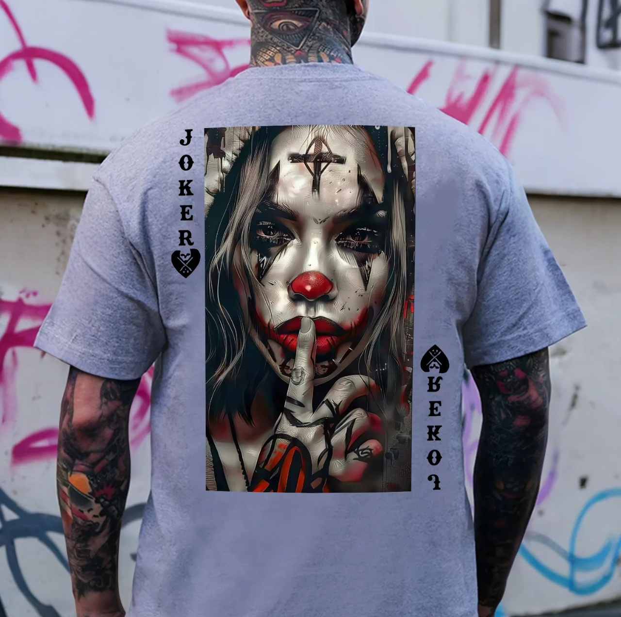 POKER JOKER GIRL Keep Silent Print Men's T-shirt