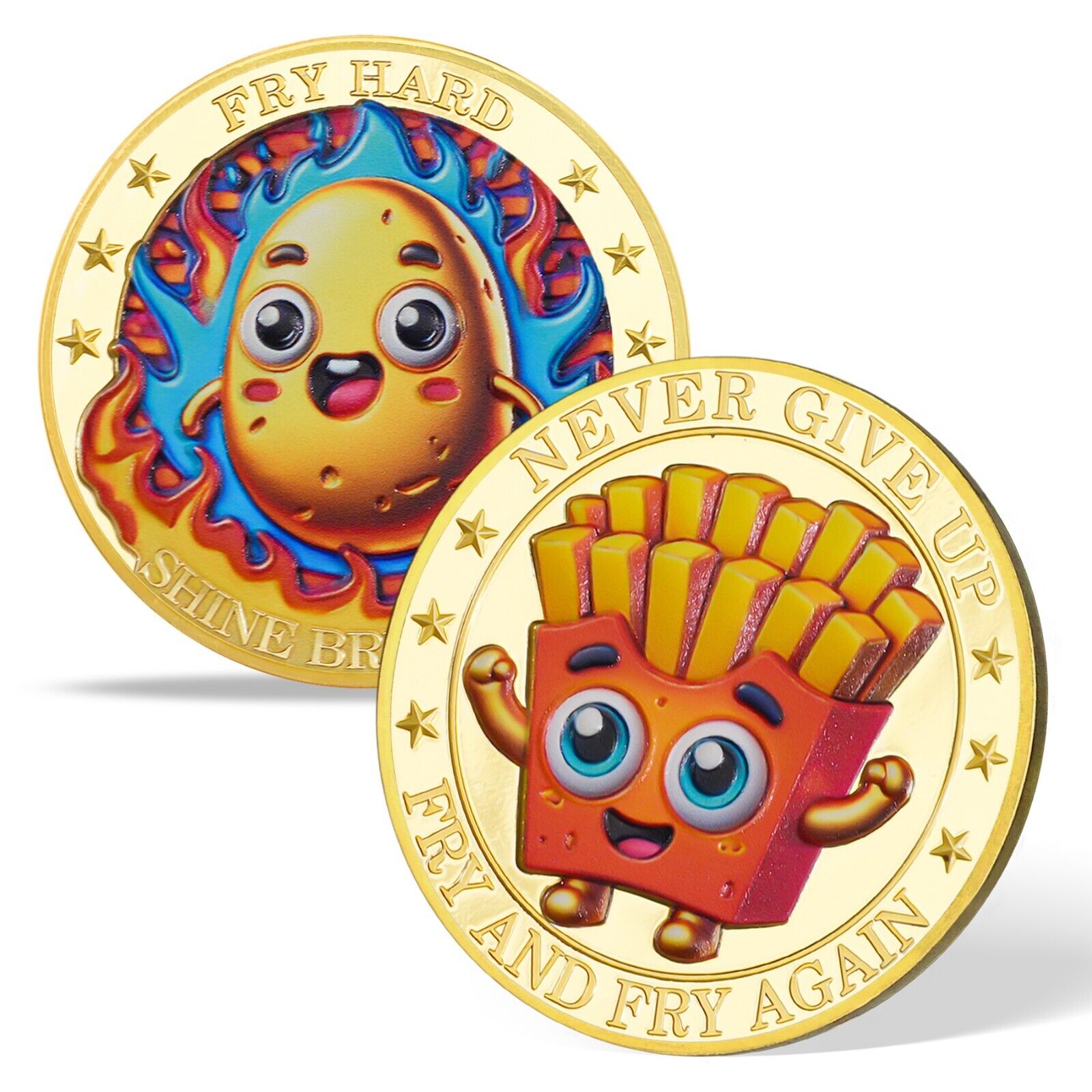 Funny Potato & Fries Challenge Coin Hilarious Gifts