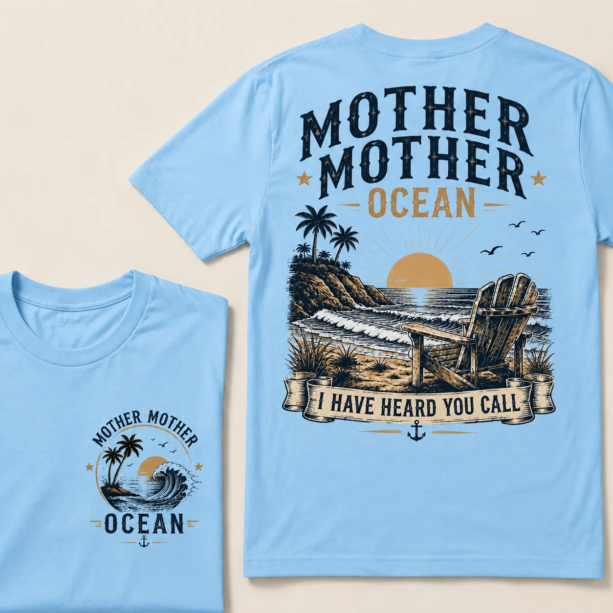 Mother Mother Ocean — I Have Heard You Call Vintage Beach Crew Neck T-Shirt | Classic Ocean Lover Unisex Tee