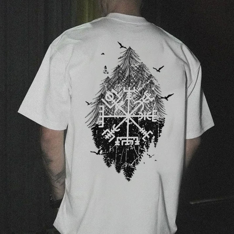 Rune Forest White Print T-shirt