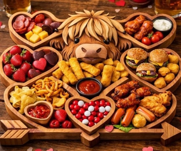 🐮 Highland Cow Wooden Charcuterie Board
