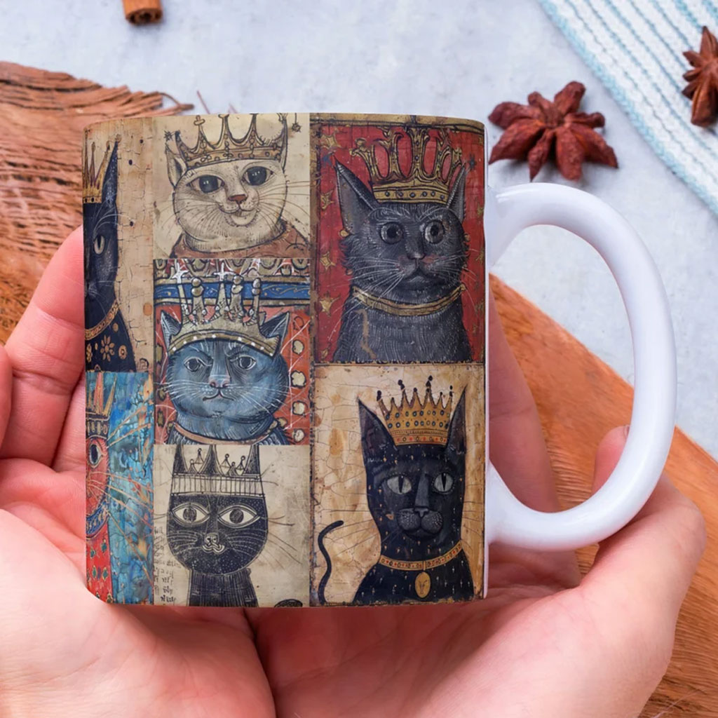 Medieval Crowned Cat Mug