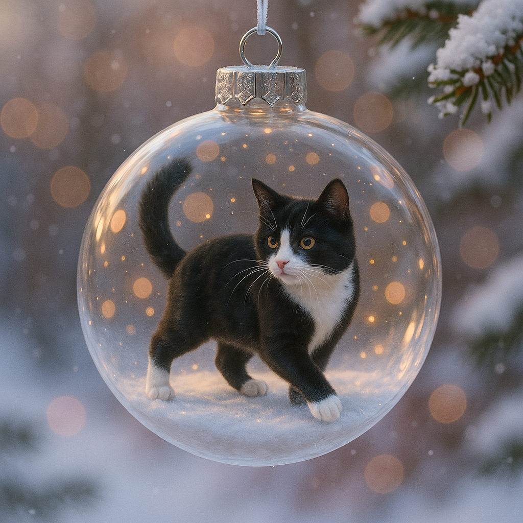 Cute Cat Christmas Glass Ornaments Collection