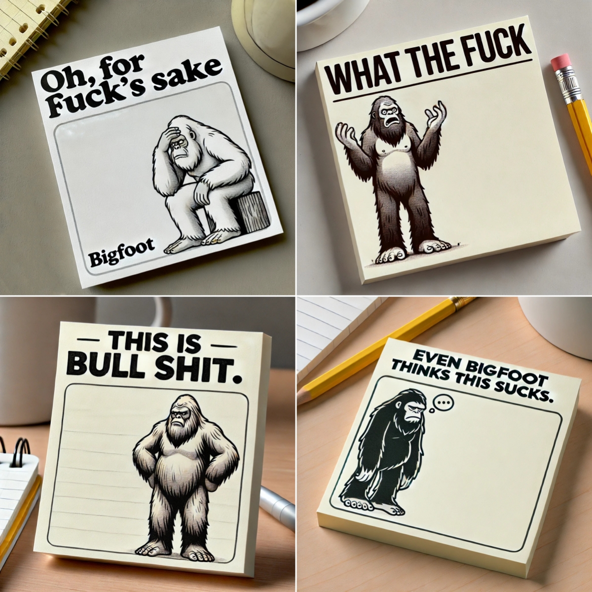 🦶🗯️ Bigfoot’s Brutal Sticky Notes – For When Words Fail But Rage Prevails