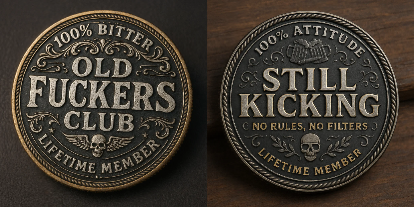 🏆Flash Sale 60% OFF-😎 “Old Fuckers Club” Bundle: Embrace the Bitter, Own the Legacy 🧢🪙💍🔑