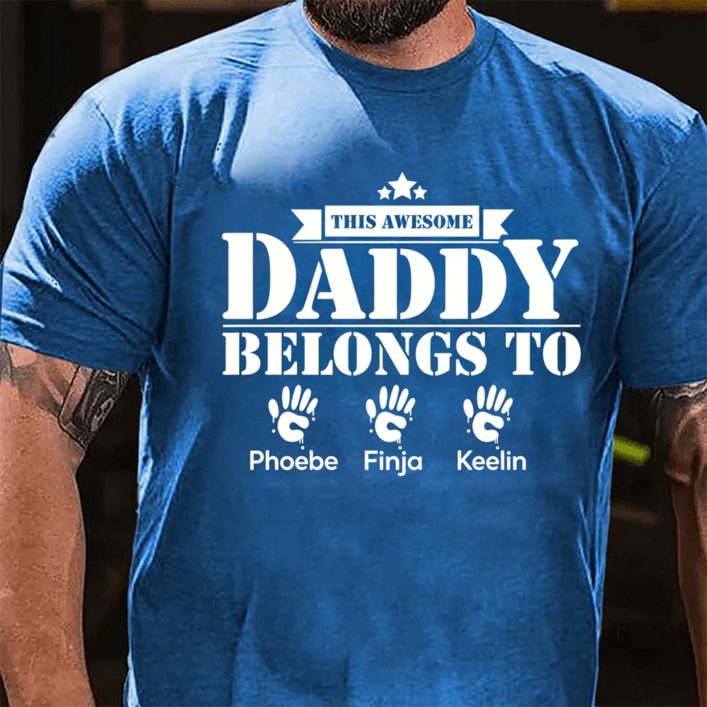 This Awesome Grandpa Belongs To Custom Kids Names T-Shirt
