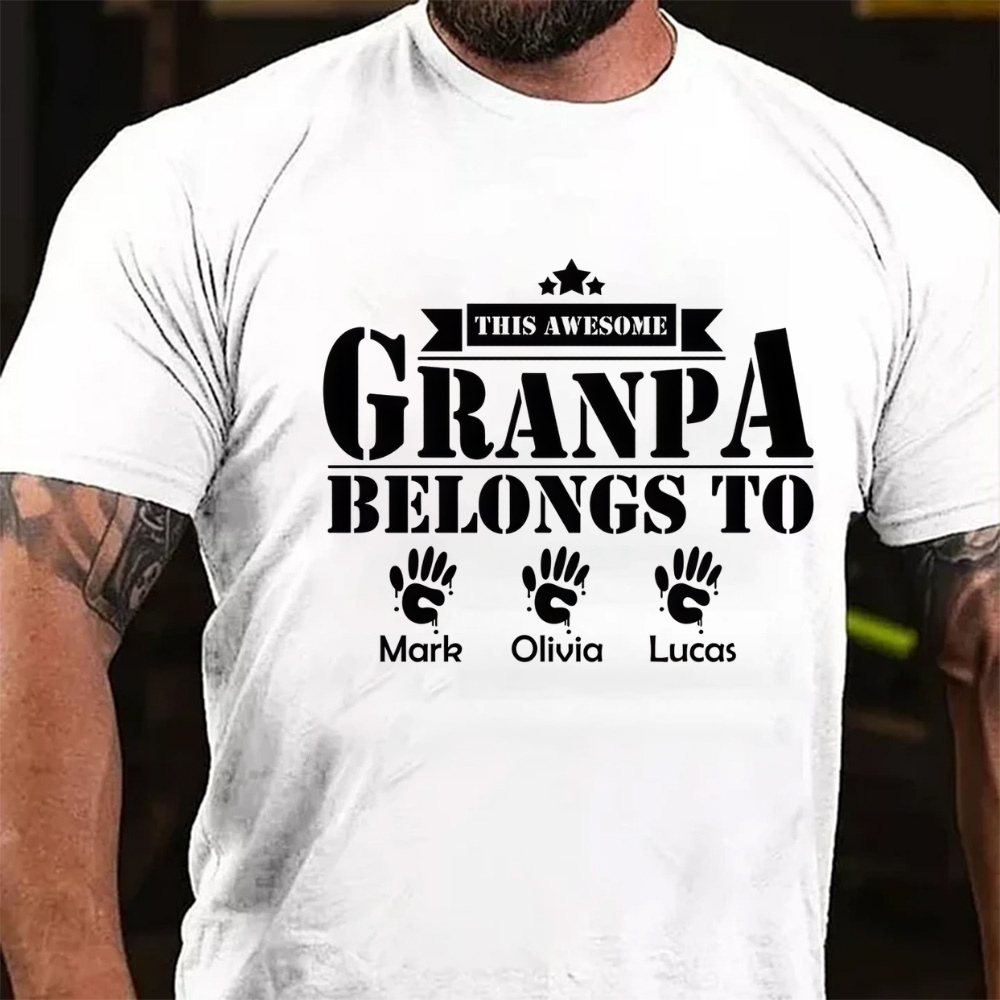 This Awesome Grandpa Belongs To Custom Kids Names T-Shirt