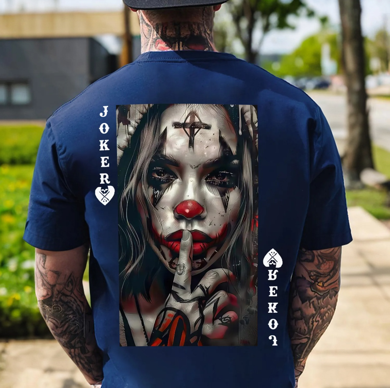 POKER JOKER GIRL Keep Silent Print Men's T-shirt