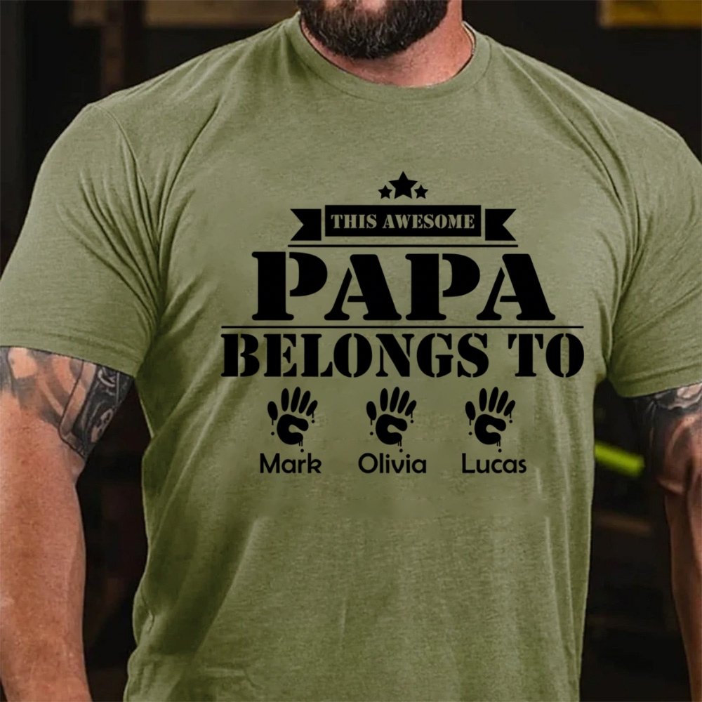 This Awesome Grandpa Belongs To Custom Kids Names T-Shirt