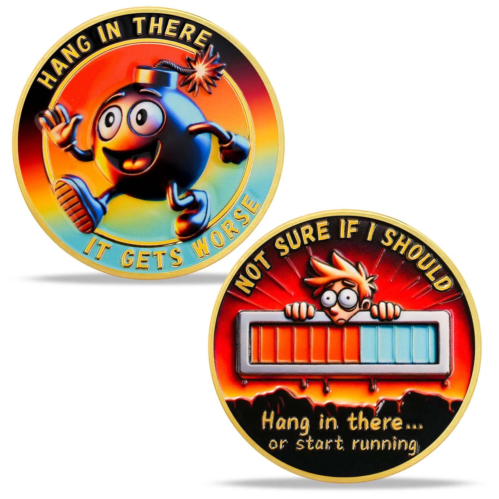 “Hang In There”Encouragement Challenge Coin Funny Gift for Stress Relief