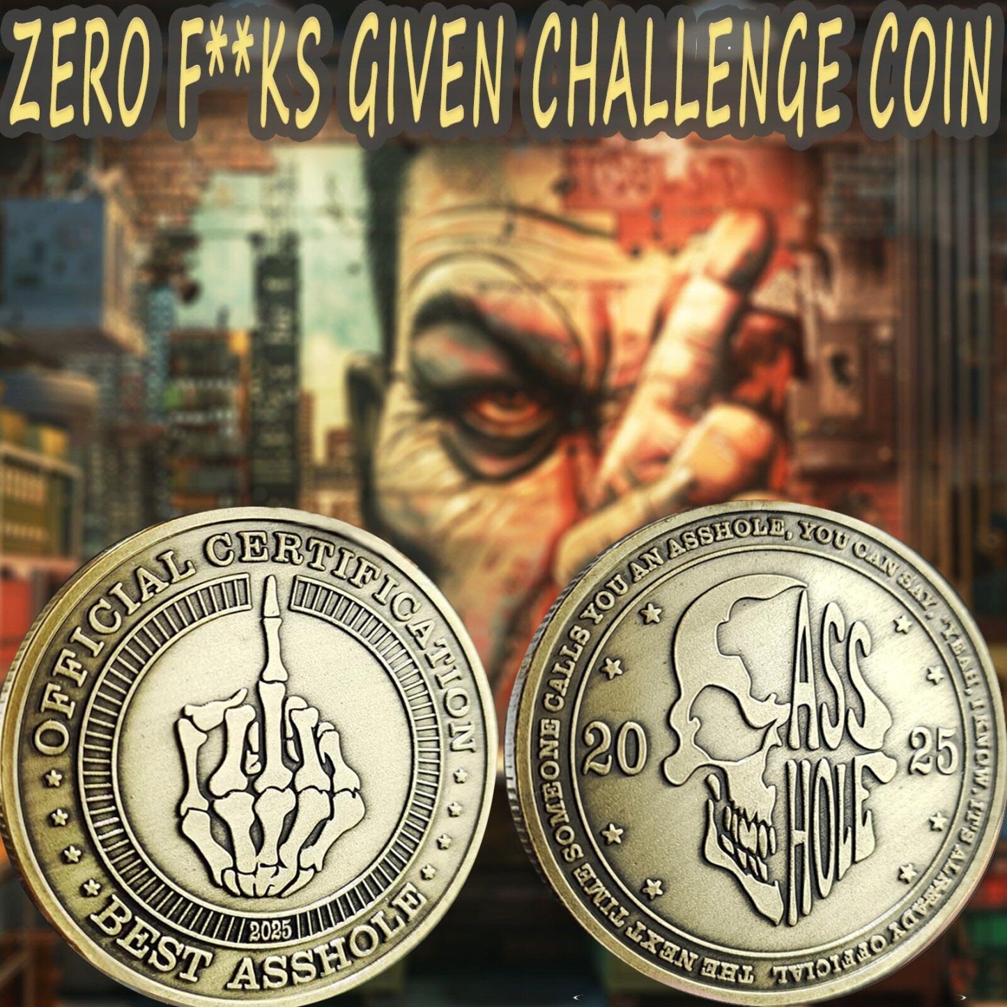 Funny Official Certification Best A**hole Challenge Coin