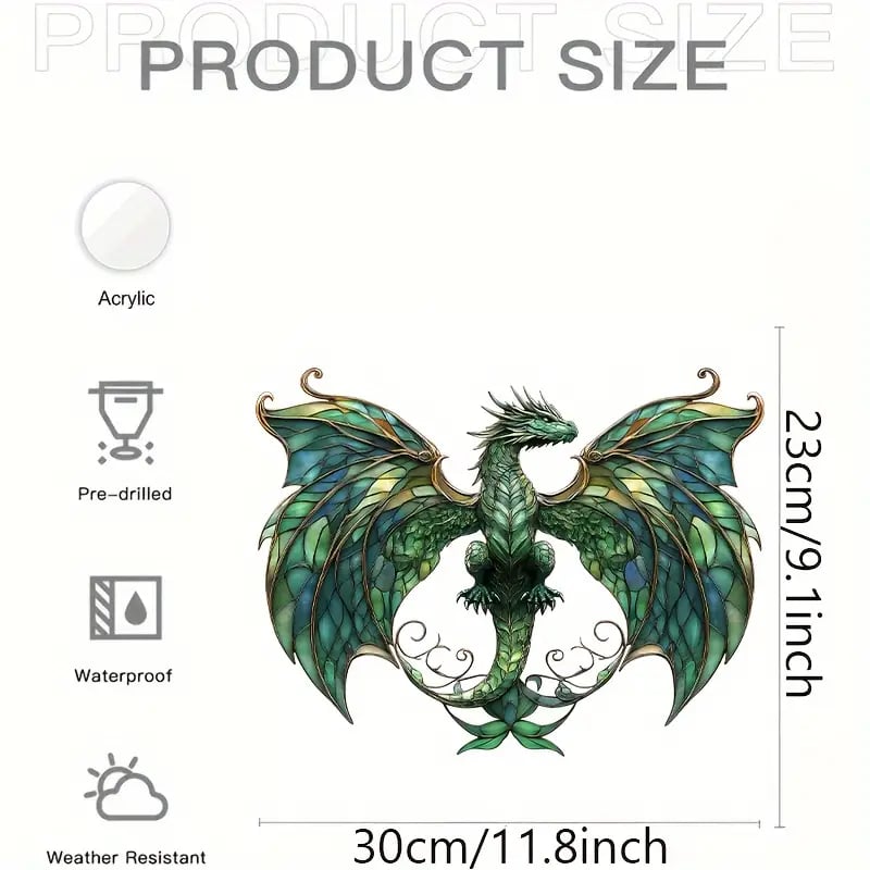 🐉Whimsical Forest Green Dragon Suncatcher Hanging Decor