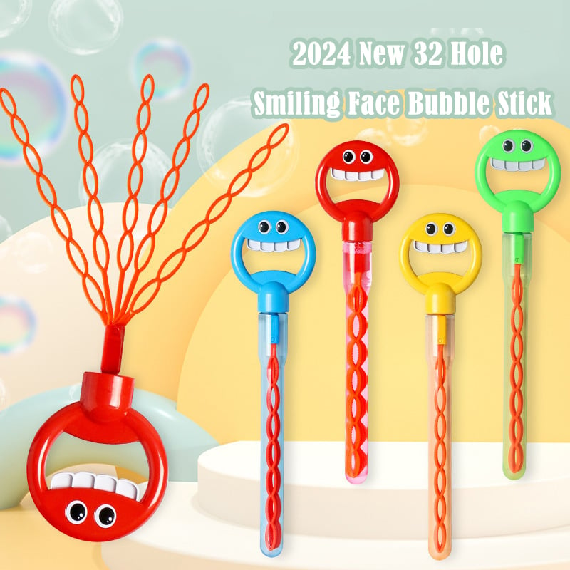 (💦SUMMER HOT SALE- 49% OFF💦)😄2024 New 32 Hole Smiling Face Bubble Stick(Please select Bubble Concentrate)🎉BUY 2 GET EXTRA 10% OFF