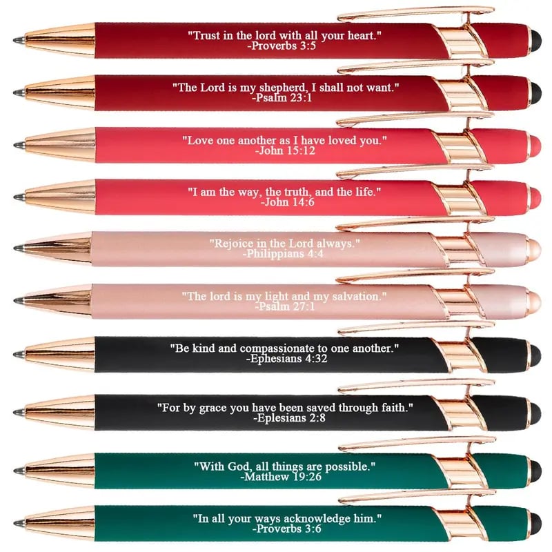🙌Find Daily Strength: Premium Comfort Bible Verse Pens – 10pcs (Gift Set)