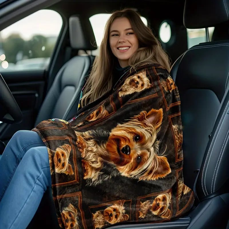 🐾 Cozy Yorkie Flannel Blanket