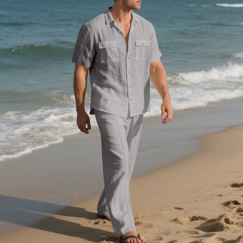 Men's Button-Down Shirt & Pants 2-Piece Set