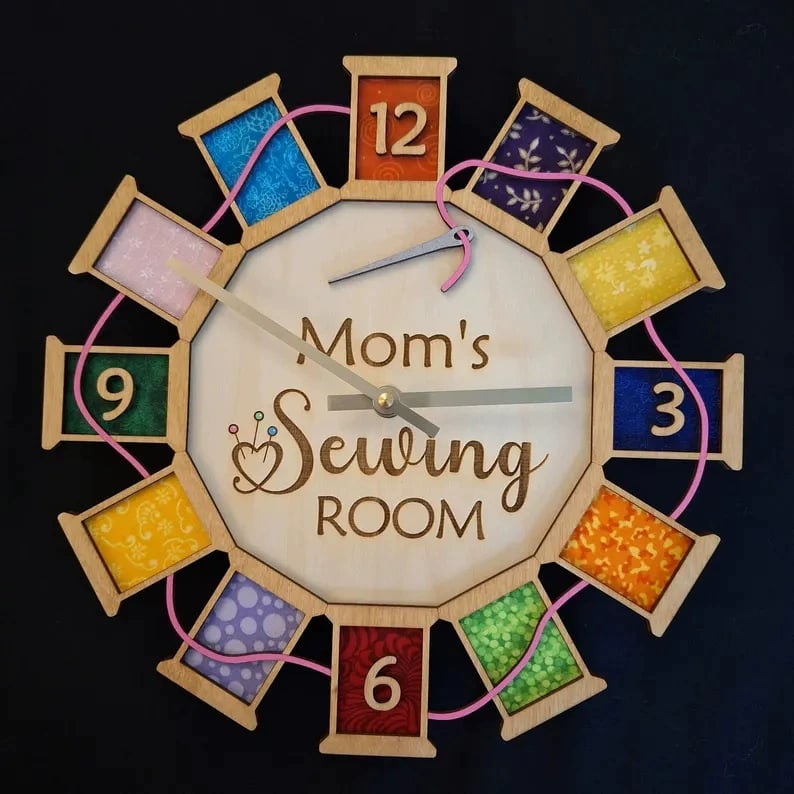 Vintage Sewing Machine Wooden Wall Clock