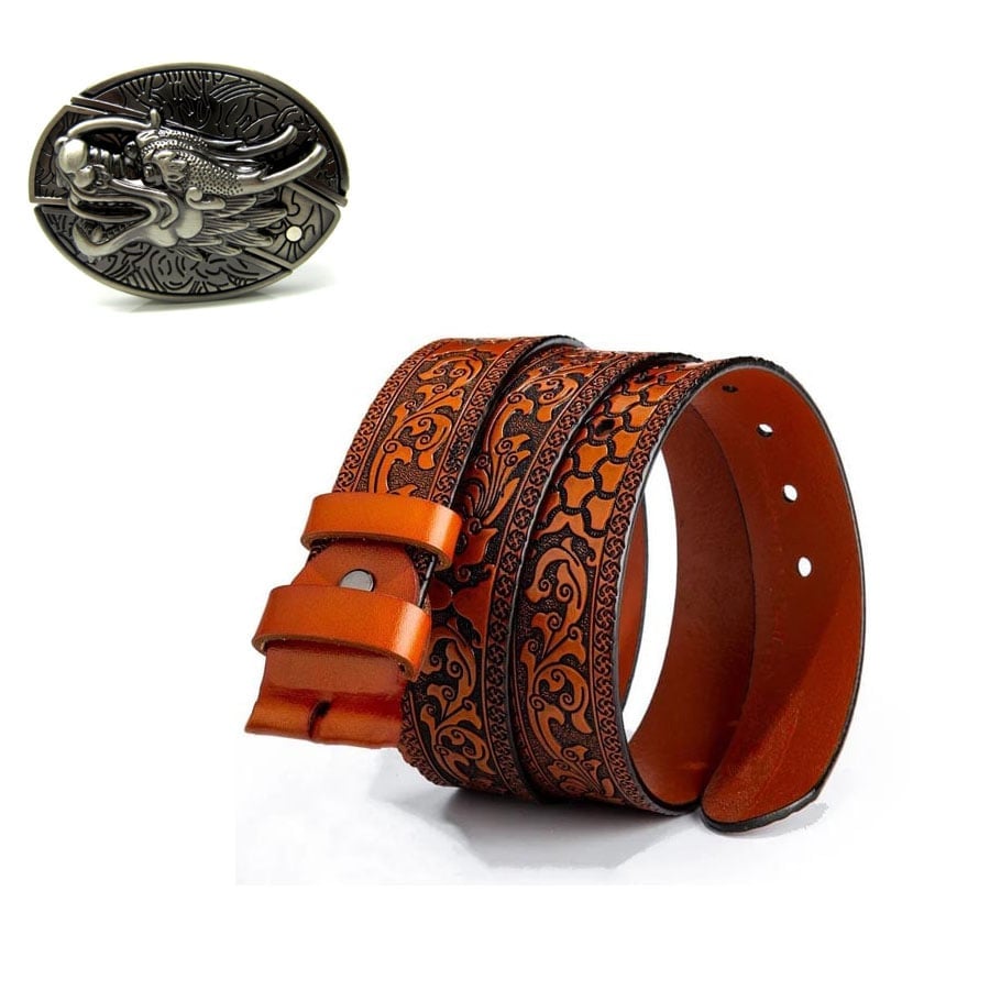 Fashion Punk Men's Genuine Leather Belt With Knife
