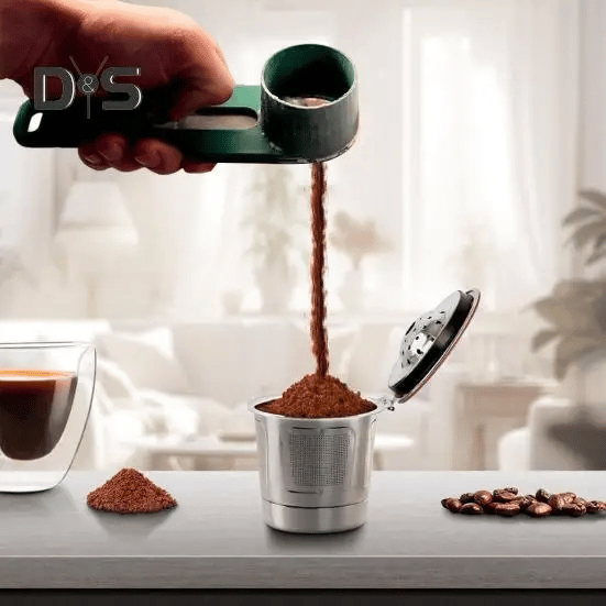 🔥Practical and compact coffee scoop funnel with sliding measuring function