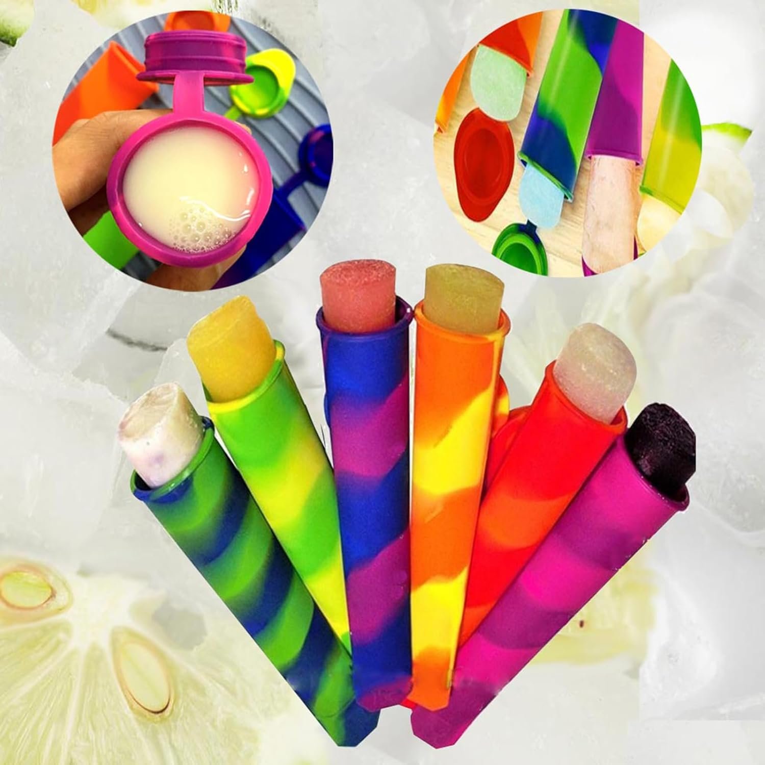 Silicone Ice Popsicle Molds With Lids-Pack of 6