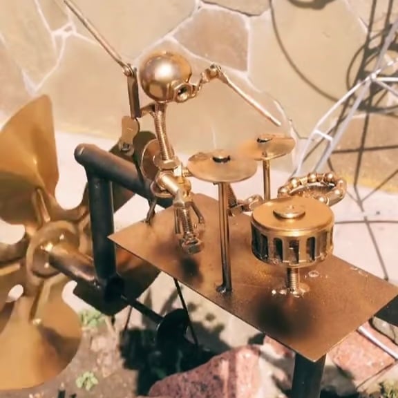 😎Rock Your Garden!🤘🥁🎸Handmade Metal Rock Band Windmill