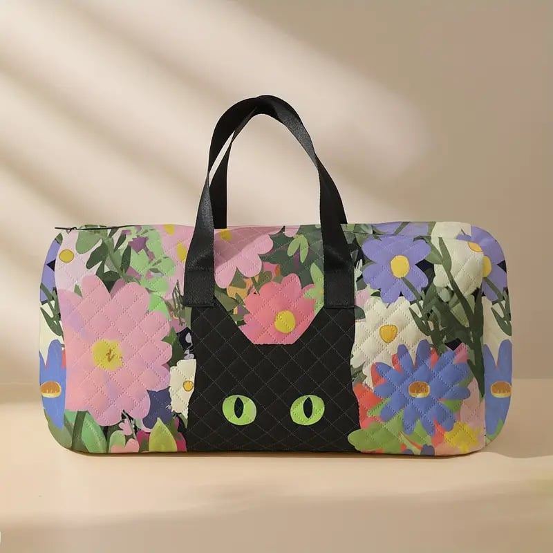🐱Cartoon Abstract Cat Print Large Capacity Travel Duffel Bag🧳