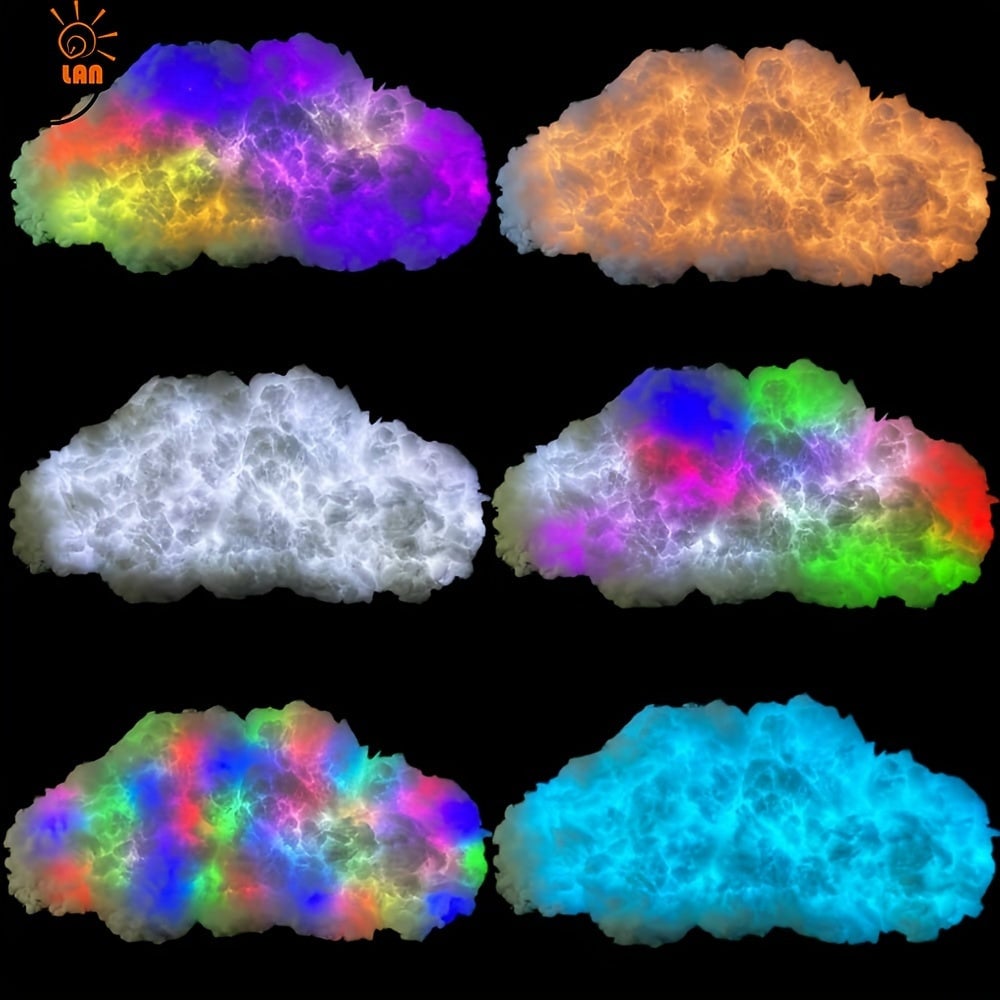 ⛈️3D Big Cloud Lightning Light Kit - with Music Sync, RGB Multicolor Changing Light Bar