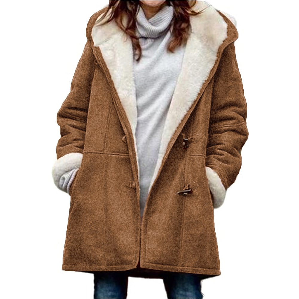 (🔥HOT SALE NOW 49% OFF)-Women Hooded Velvet Horn Button Coat