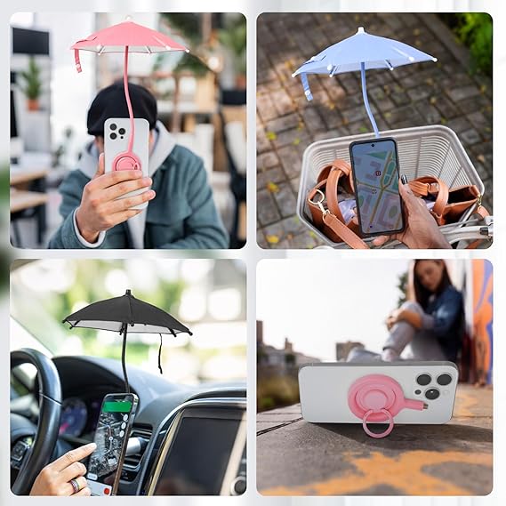 Mini Phone Umbrella for Sun with Detachable Knob – Flexible