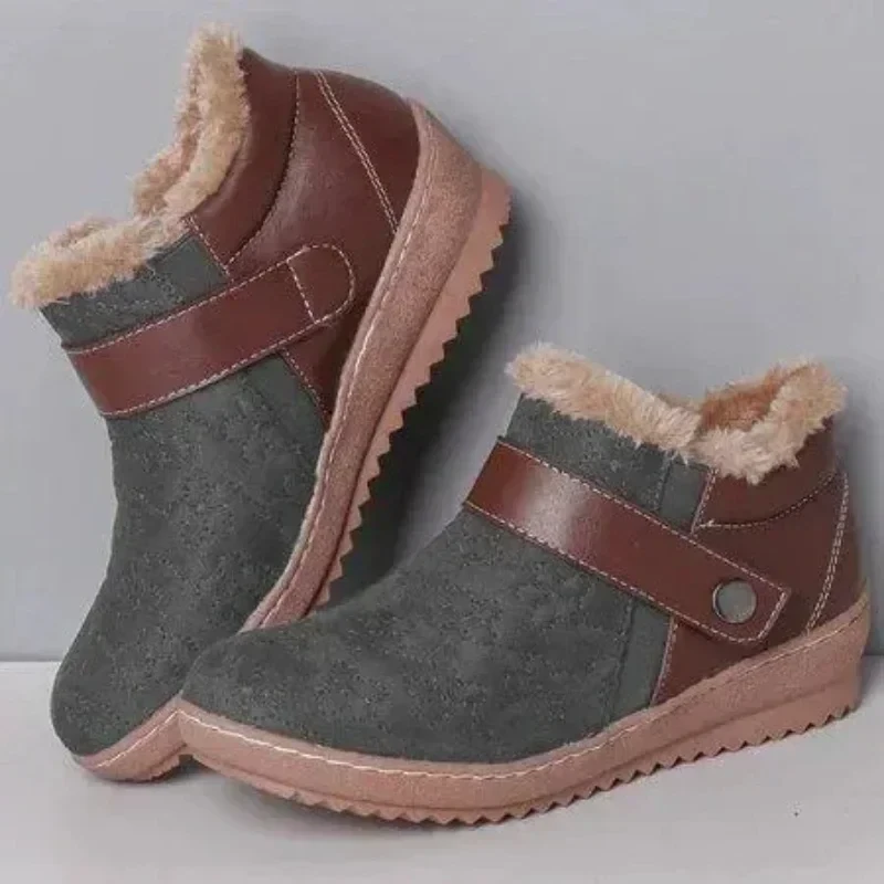 🔥Last Day 49% OFF - New winter round head matching color wool non-slip snow boots