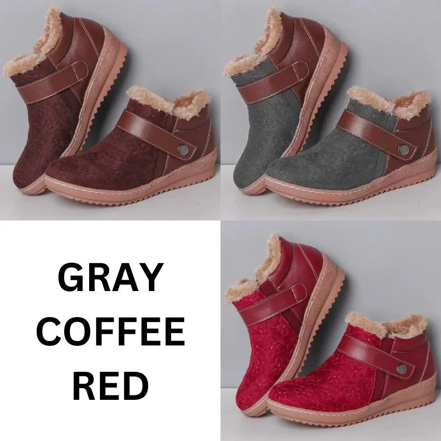 🔥Last Day 49% OFF - New winter round head matching color wool non-slip snow boots